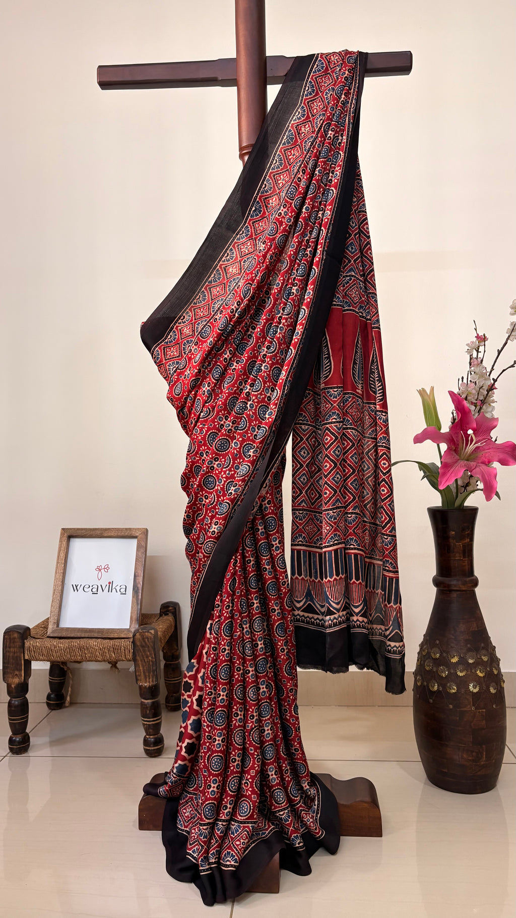 LOLITA - Handblocked Modal Silk Ajrakh Saree