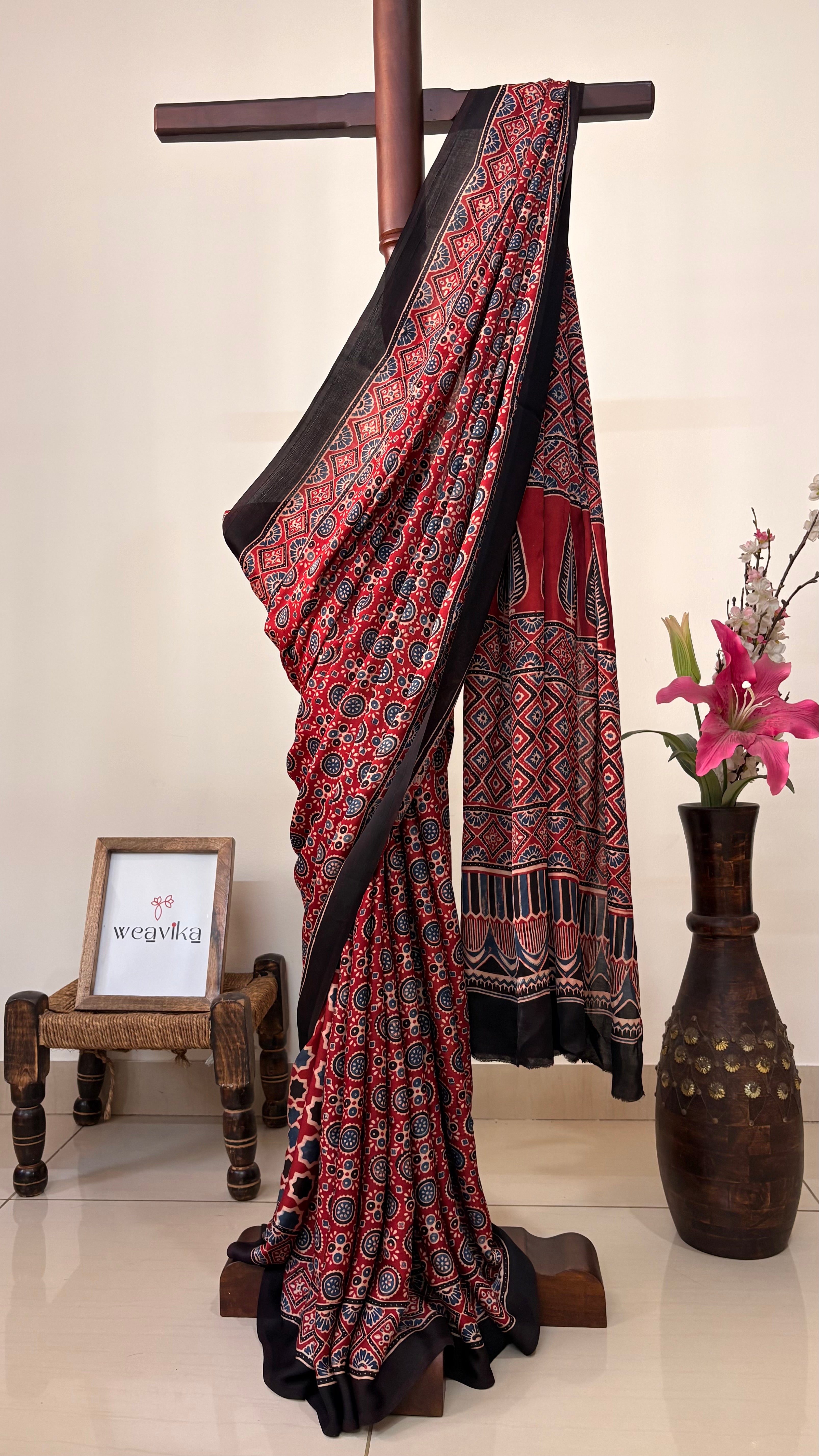 LOLITA - Handblocked Modal Silk Ajrakh Saree