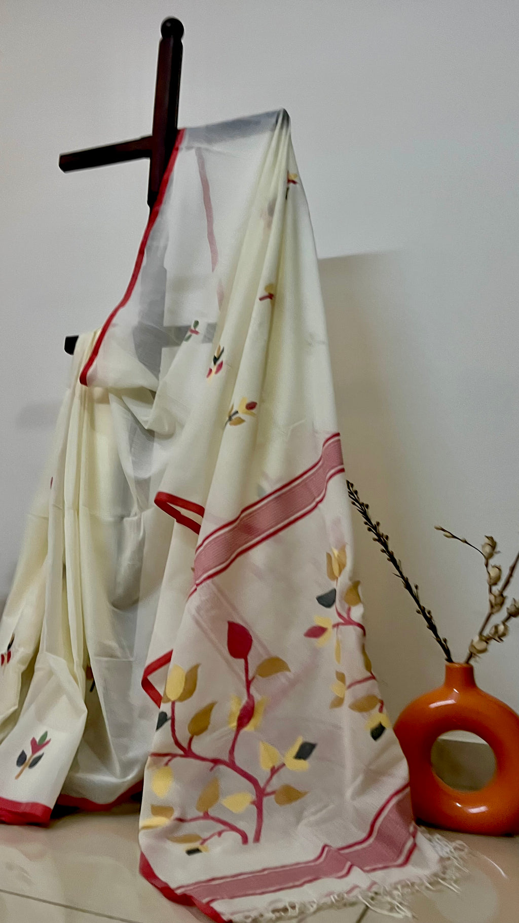 SHWET - Premium Cotton White Jamdani Saree