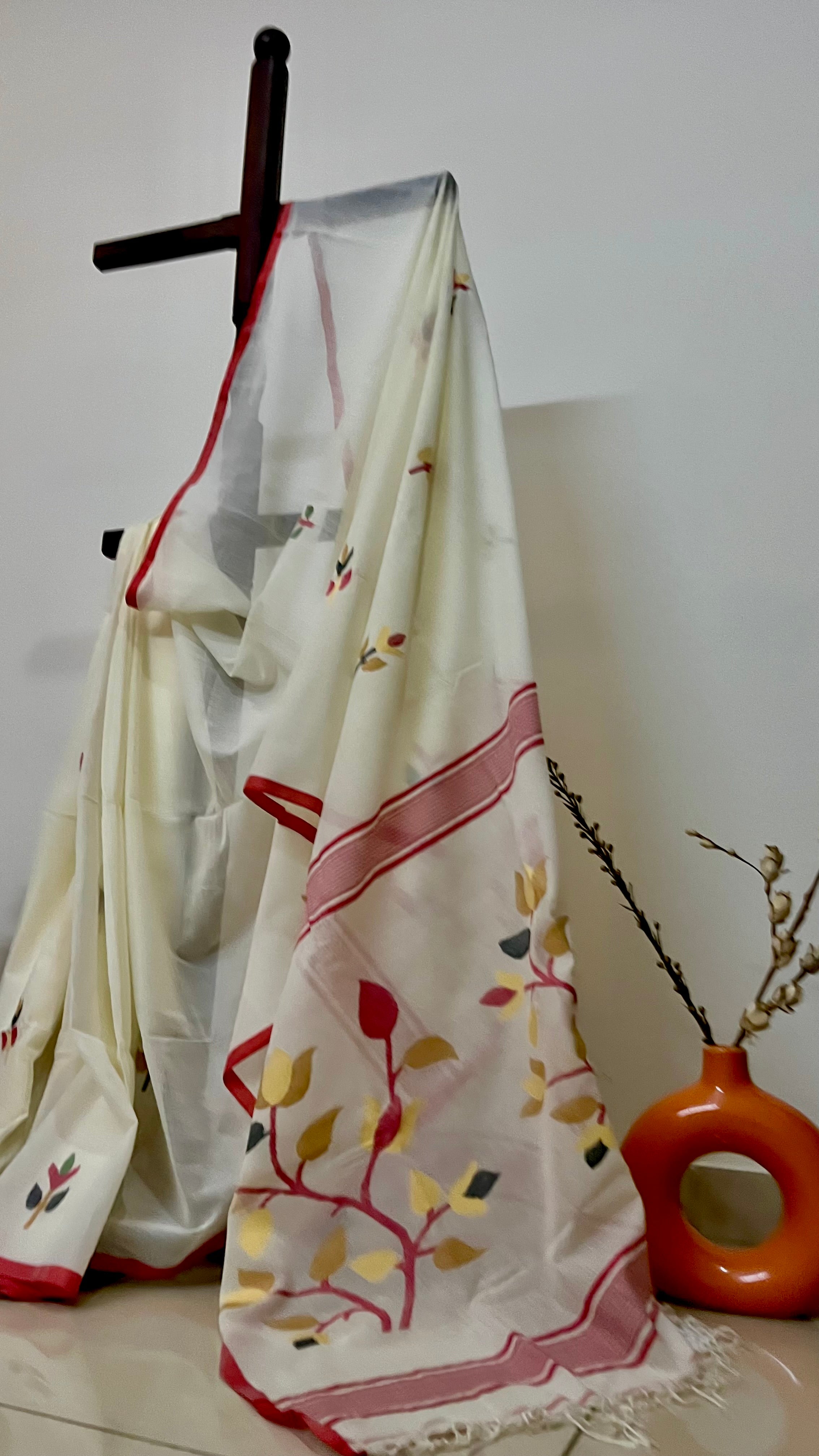 SHWET - Premium Cotton White Jamdani Saree