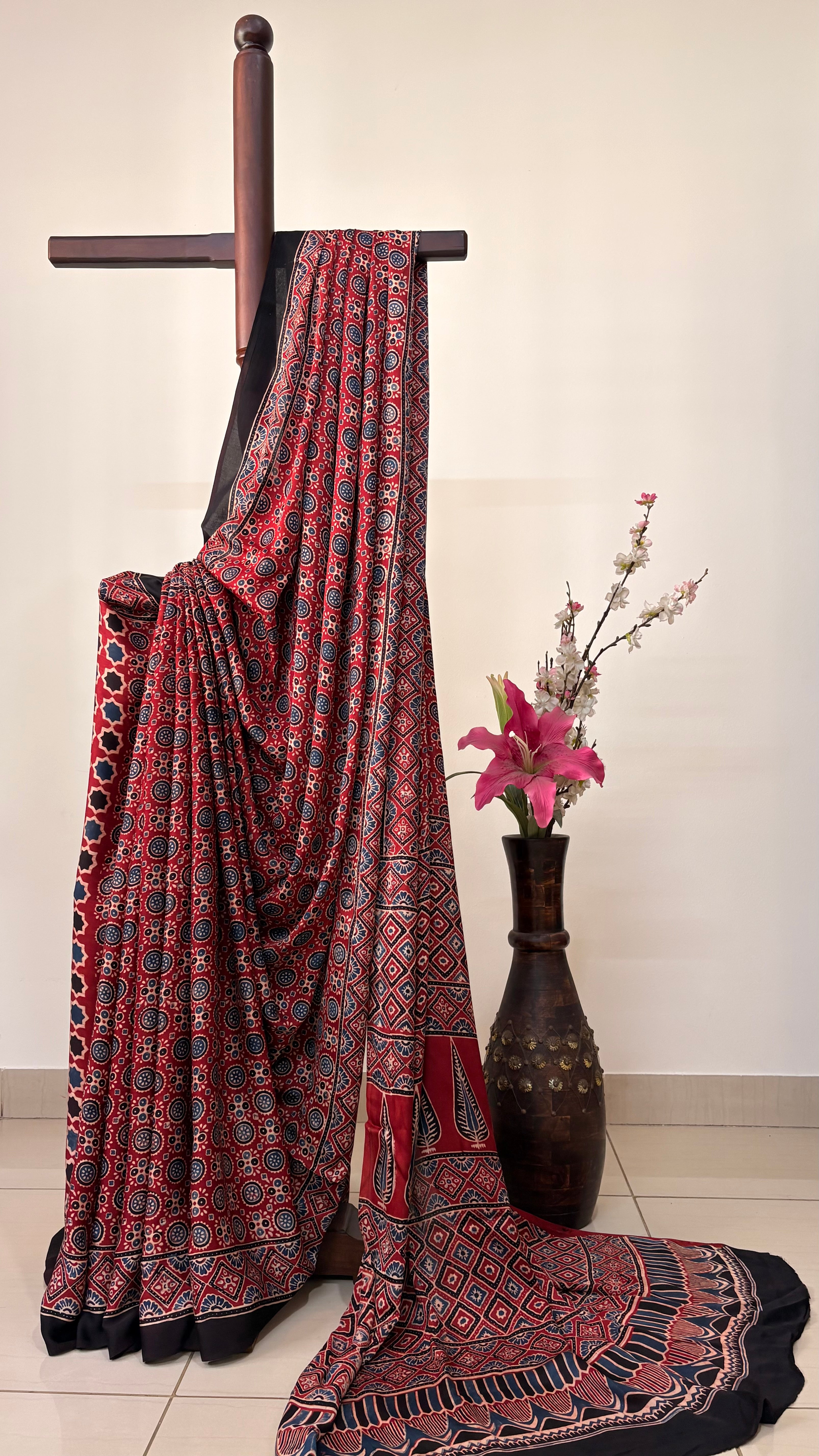 LOLITA - Handblocked Modal Silk Ajrakh Saree