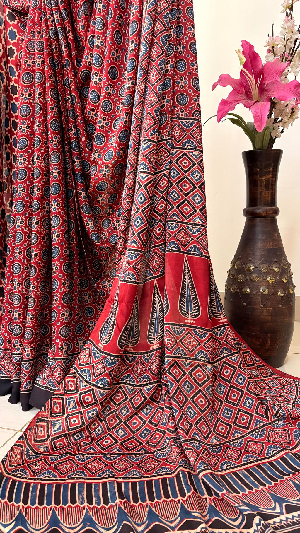 LOLITA - Handblocked Modal Silk Ajrakh Saree