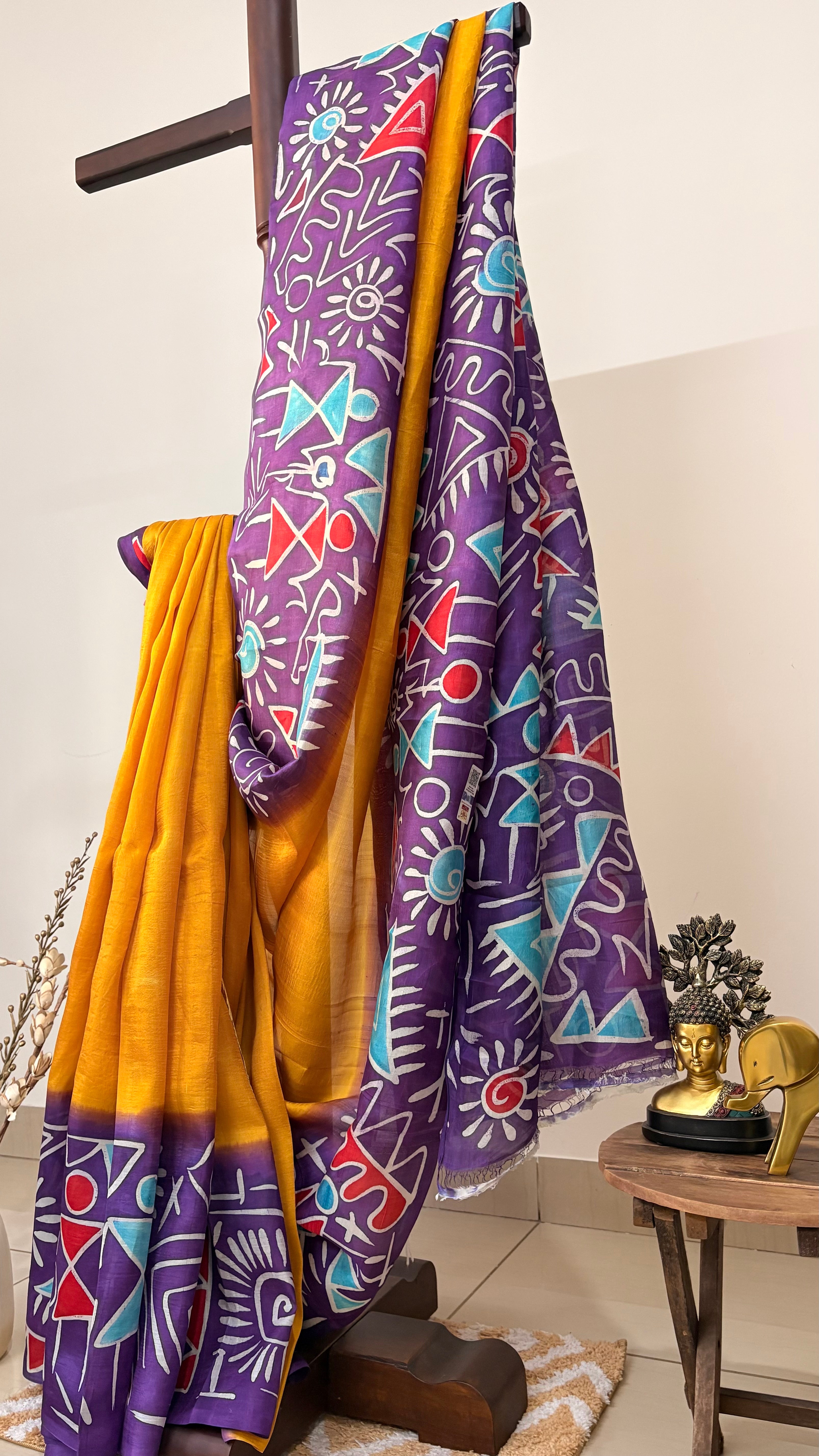 BASANTI - Warli Handpainted Mulberry Silk saree