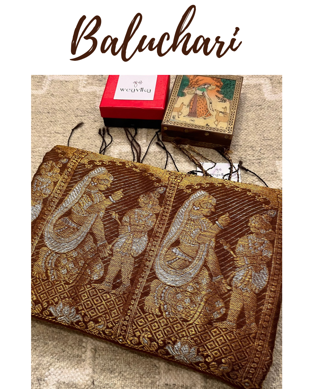 BRISHTI - Matka Silk Baaluchari with Gold & Silver Jamdani Zari