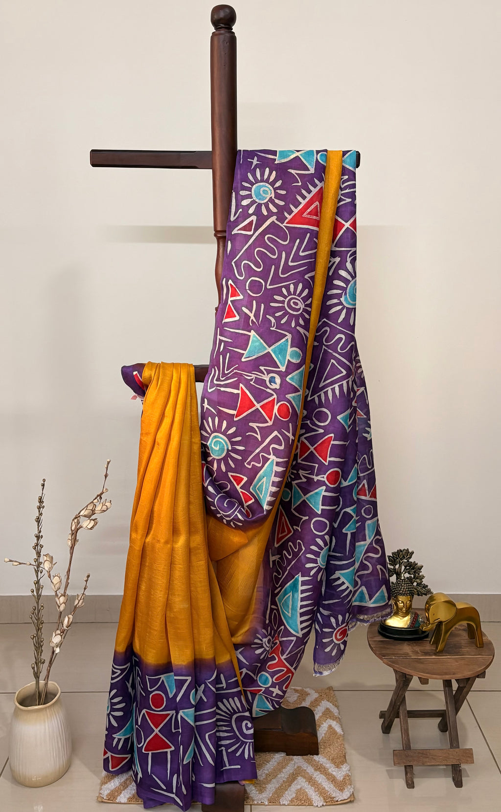BASANTI - Warli Handpainted Mulberry Silk saree