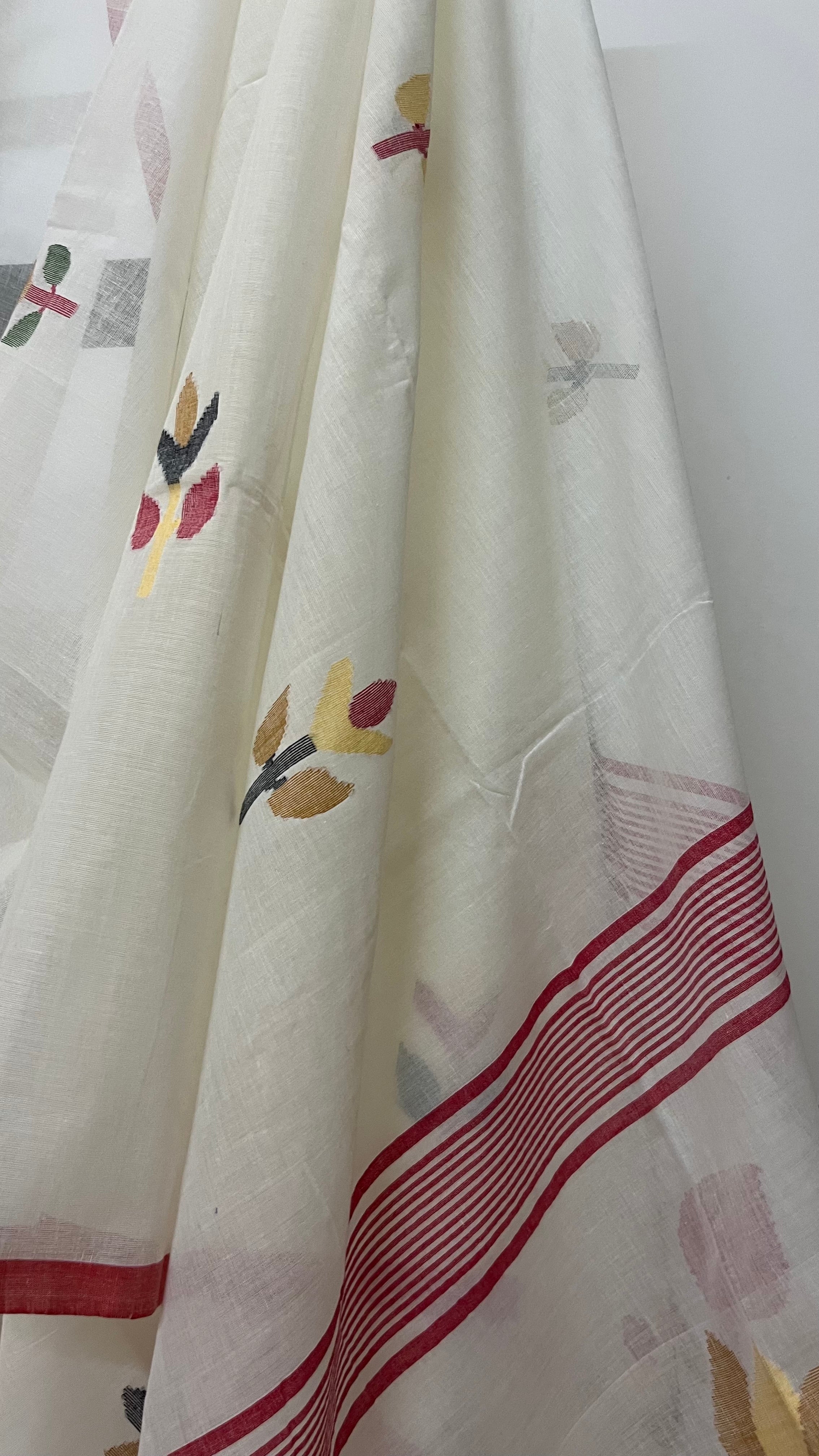 SHWET - Premium Cotton White Jamdani Saree