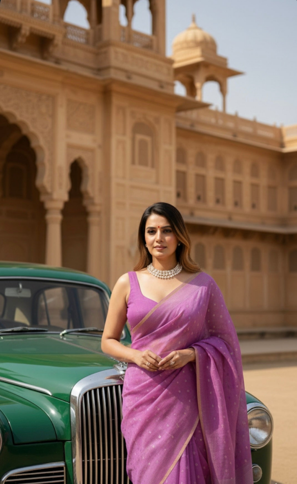 GULABI SHAM - Matka Silk saree with Shells