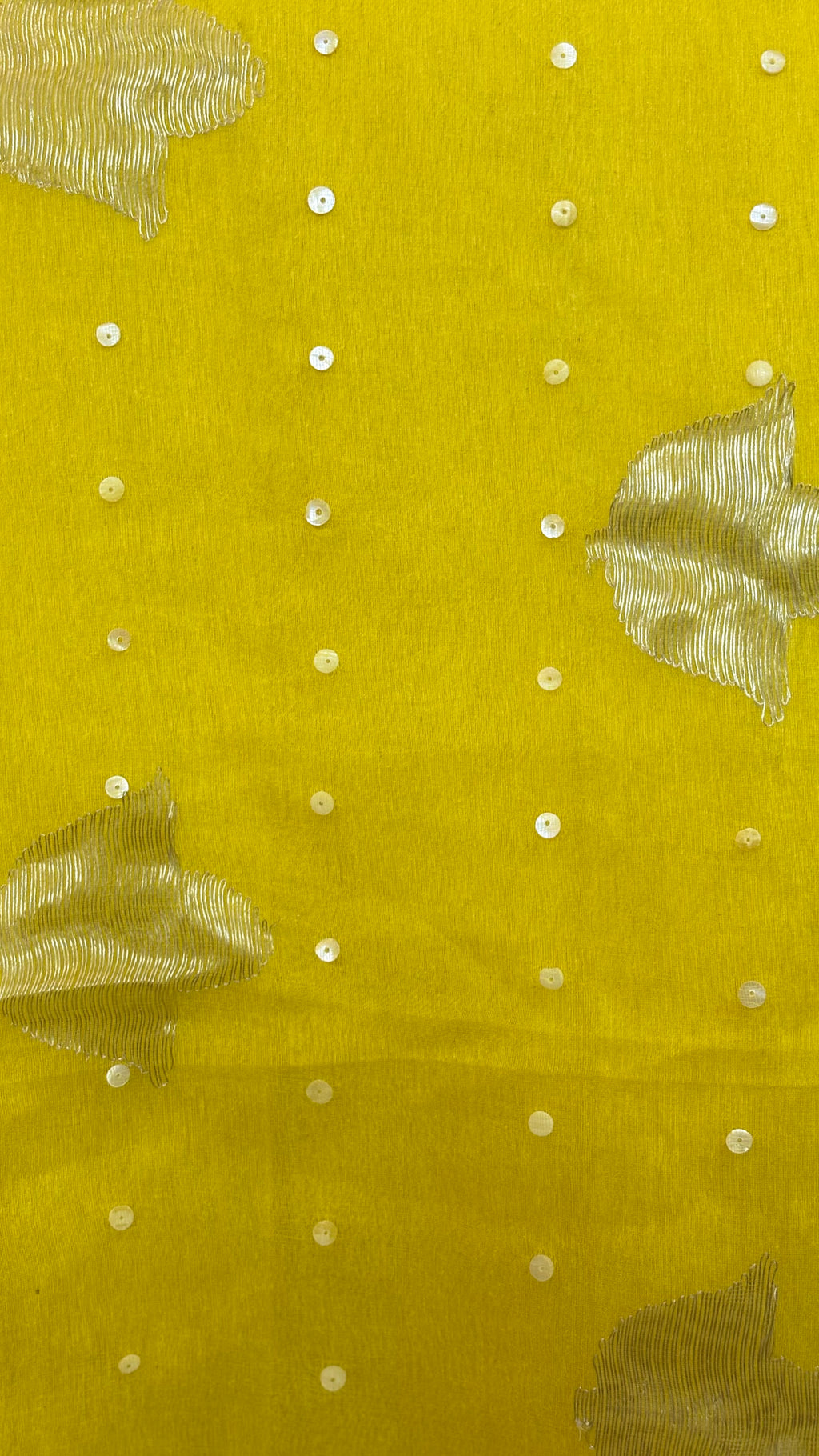 DEVI - Sun Yellow Matka Silk Muslin pallu saree with shells woven