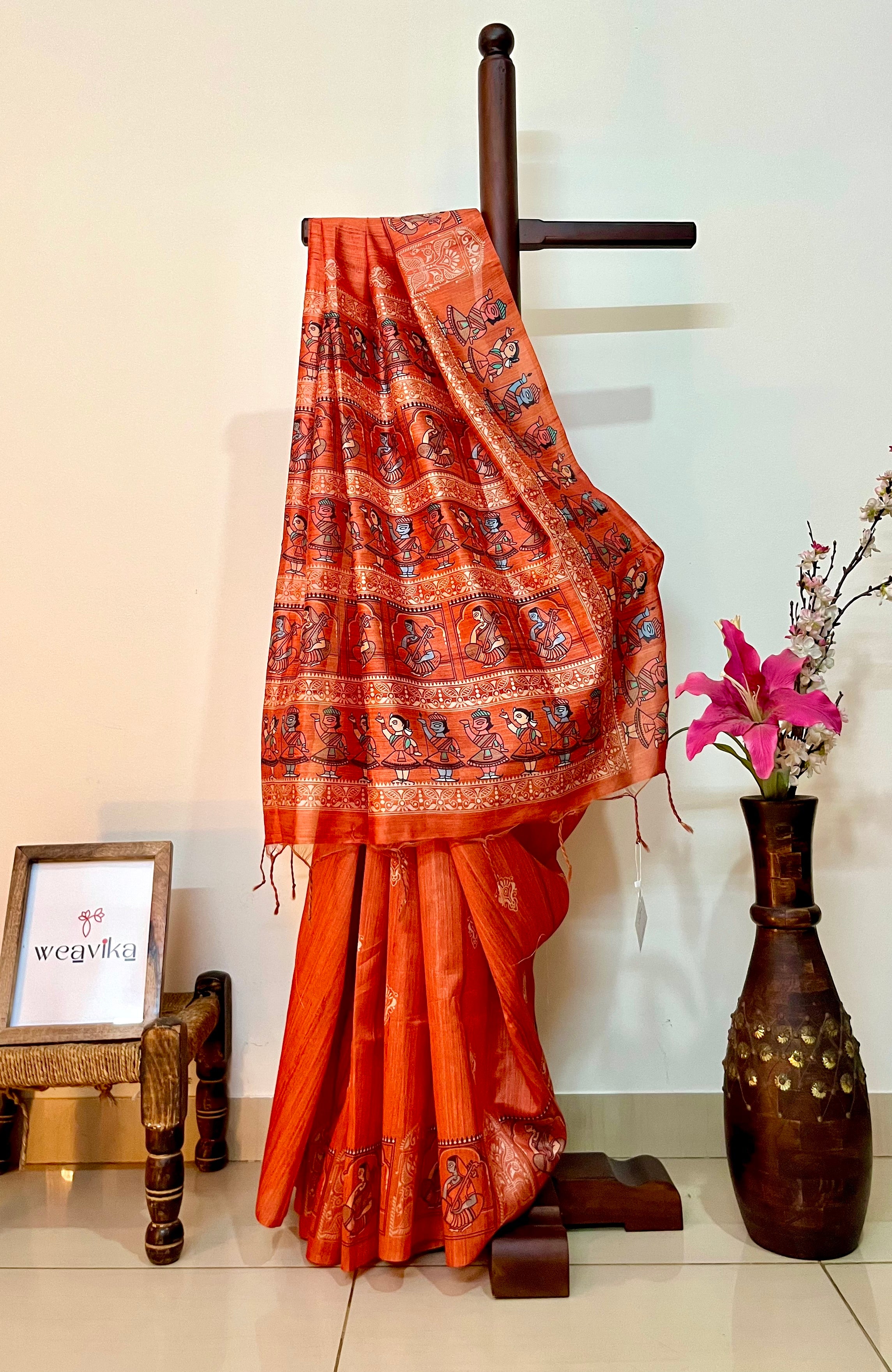 MOUNI - Screen Printed Madhubani saree