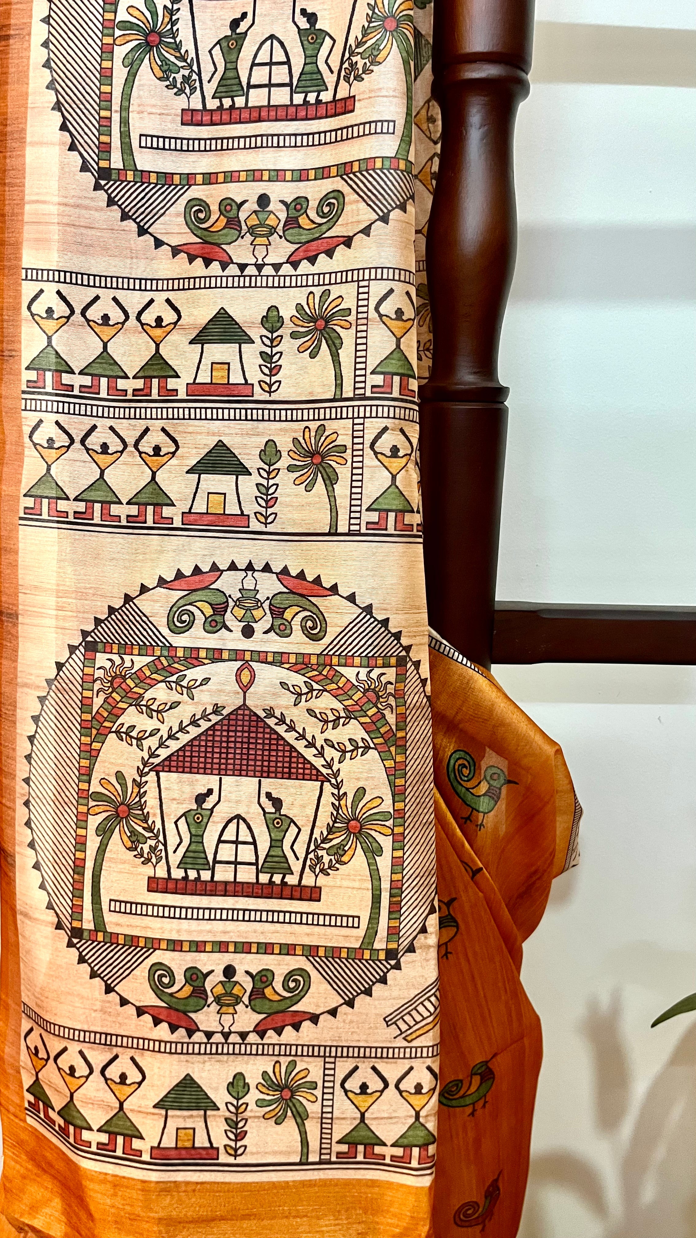 MADHU - Screen Printed Madhubani Terracota saree