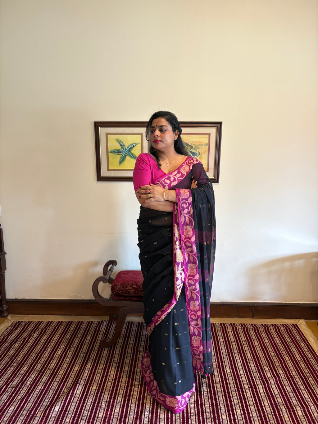 NETRAA - Premium Mul-Cotton Floral Tangail Saree