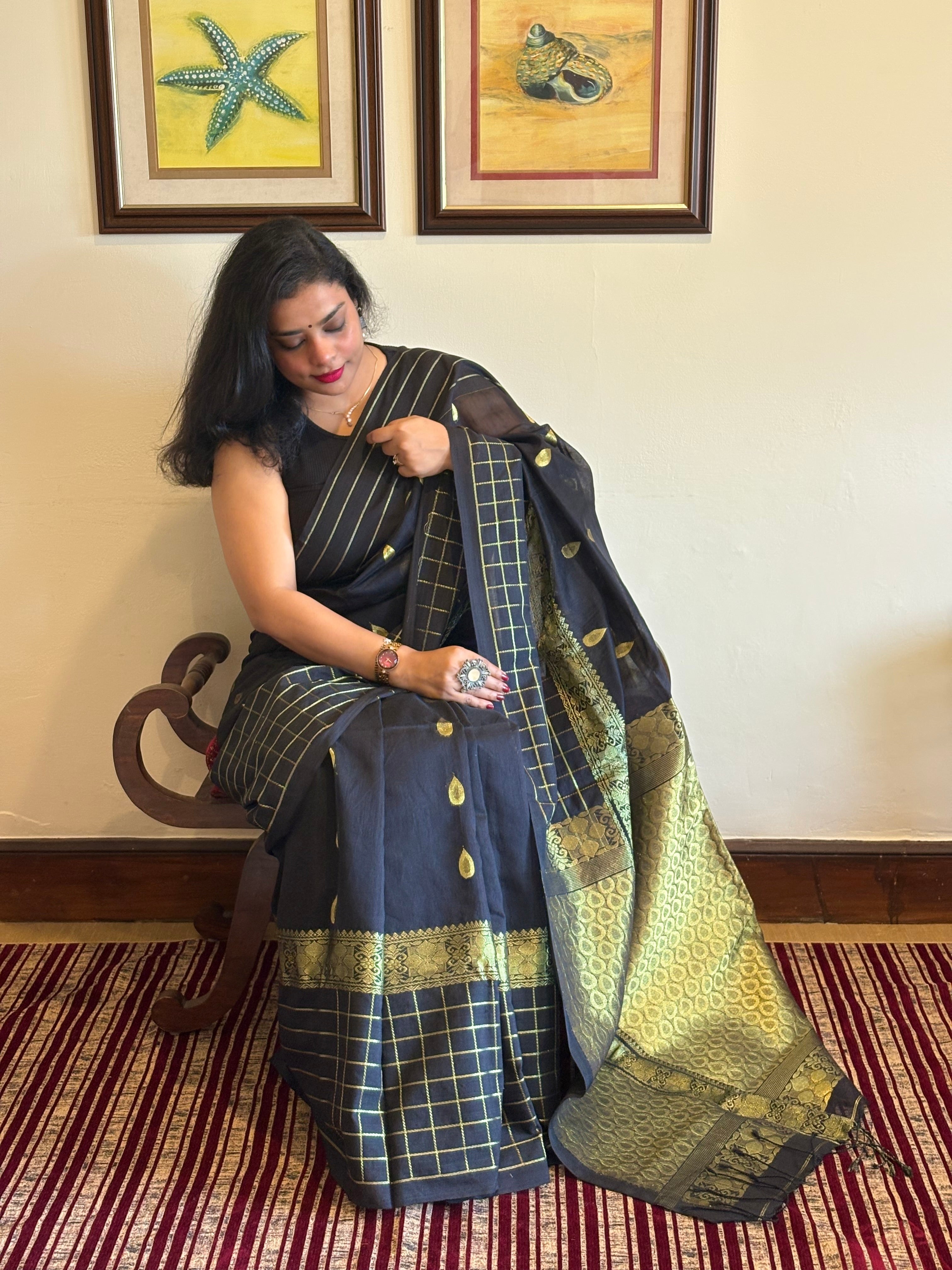 SONARI - Handloom Cotton Silk Tangail Gold Zari