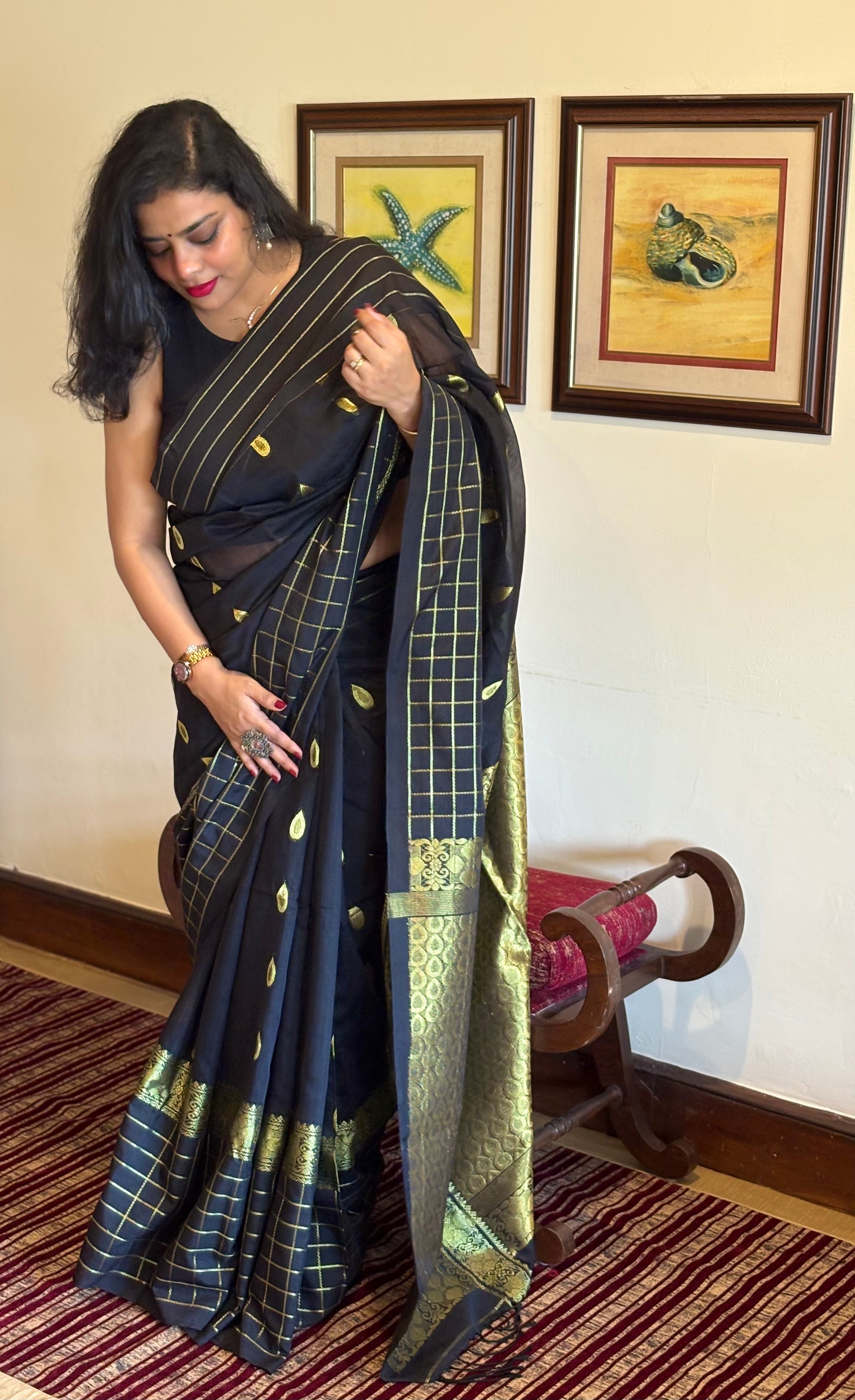 SONARI - Handloom Cotton Silk Tangail Gold Zari