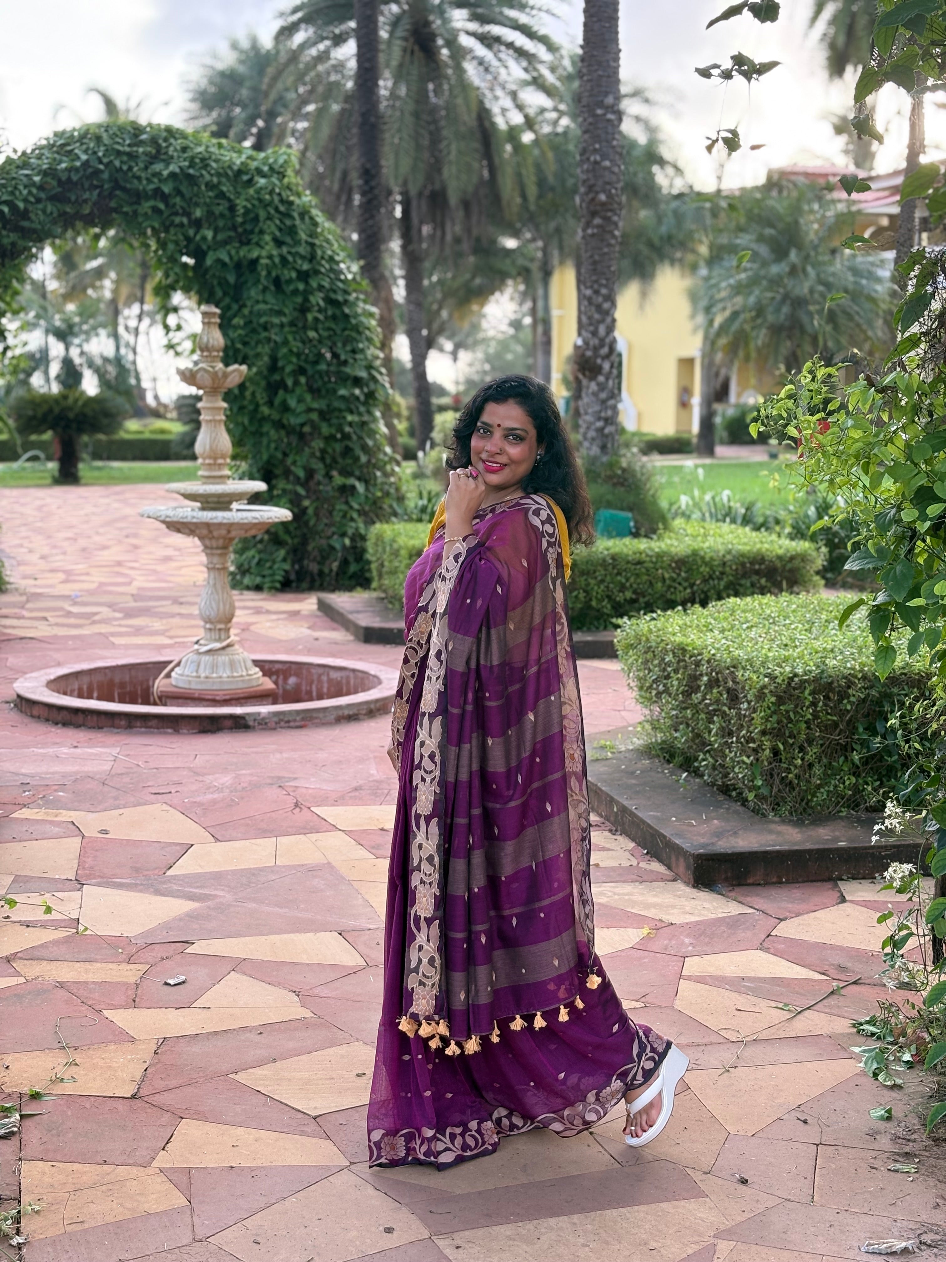 RAMYA - Premium Mul-Cotton Floral Tangail Saree