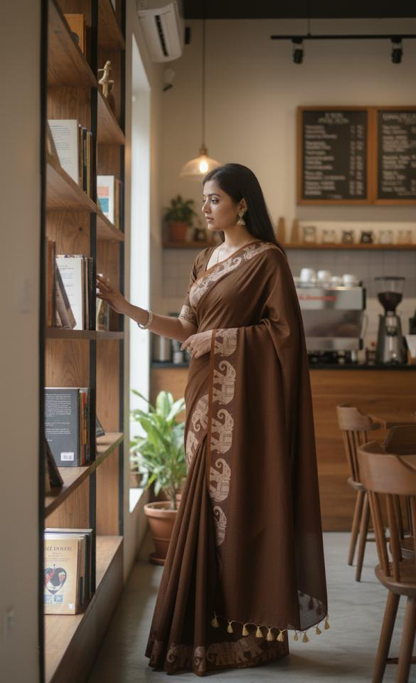 SHYAMALA - Premium Mul-Cotton Elephant Tangail saree