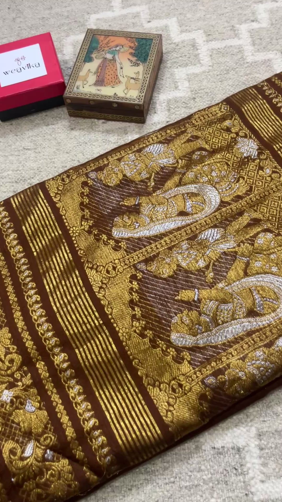 BRISHTI - Matka Silk Baaluchari with Gold & Silver Jamdani Zari